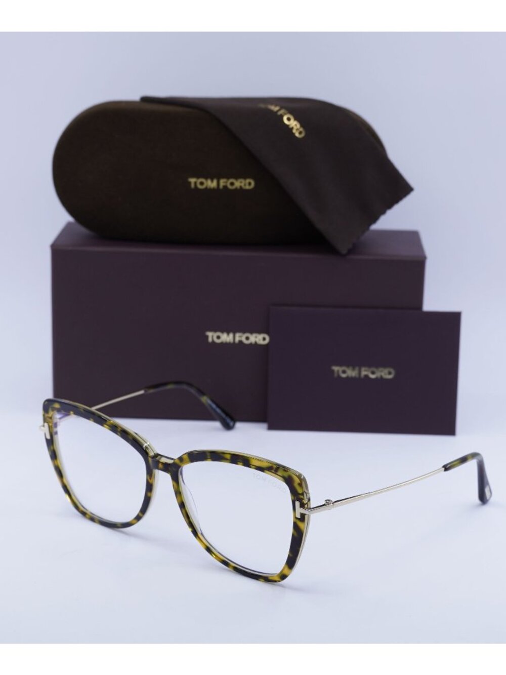 Tom Ford FT5882-B 056 Butterfly Eyeglasses 55mm - Havana/Gold / Blue Light Block